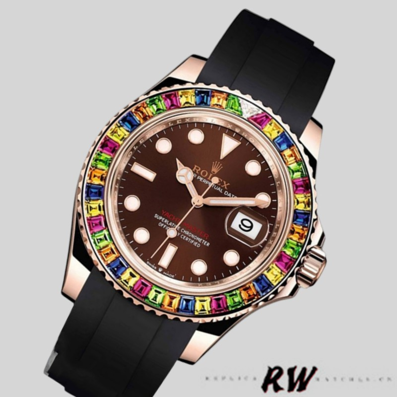 【Super Clone】Rolex Yacht-Master 116695 Black Rubber Strap Brown Dial 40MM Mens Replica Watch
