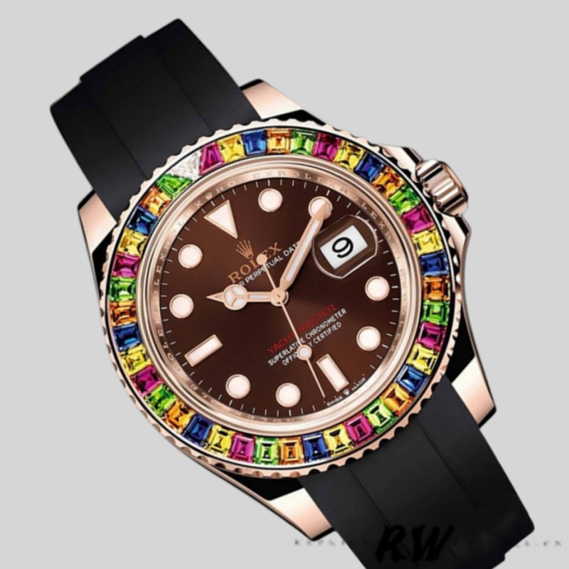 【Super Clone】Rolex Yacht-Master 116695 Black Rubber Strap Brown Dial 40MM Mens Replica Watch