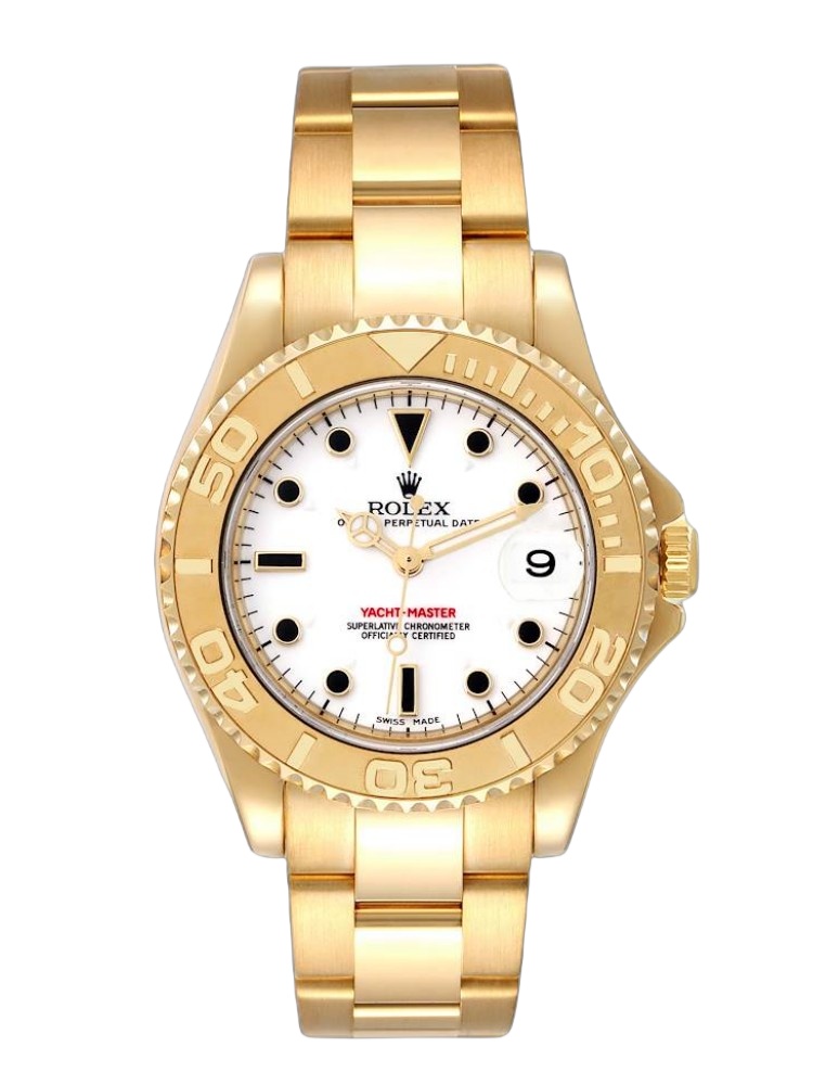 【Super Clone】Rolex Yacht-Master 168628 White Dial Yellow Gold 35MM Unisex Replica Watch
