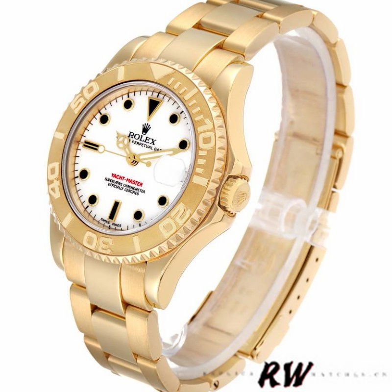 【Super Clone】Rolex Yacht-Master 168628 White Dial Yellow Gold 35MM Unisex Replica Watch