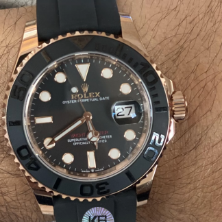 【Super Clone】Rolex Yacht-Master 116655 Everose Gold Black Dial 40mm Mens replica Watch