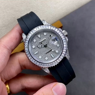 【Super Clone】Rolex Yacht Master 226679TBR White Gold 42mm Baguette Diamond Watch