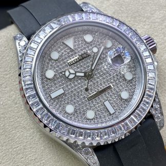 【Super Clone】Rolex Yacht Master 226679TBR White Gold 42mm Baguette Diamond Watch