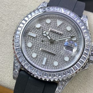 【Super Clone】Rolex Yacht Master 226679TBR White Gold 42mm Baguette Diamond Watch