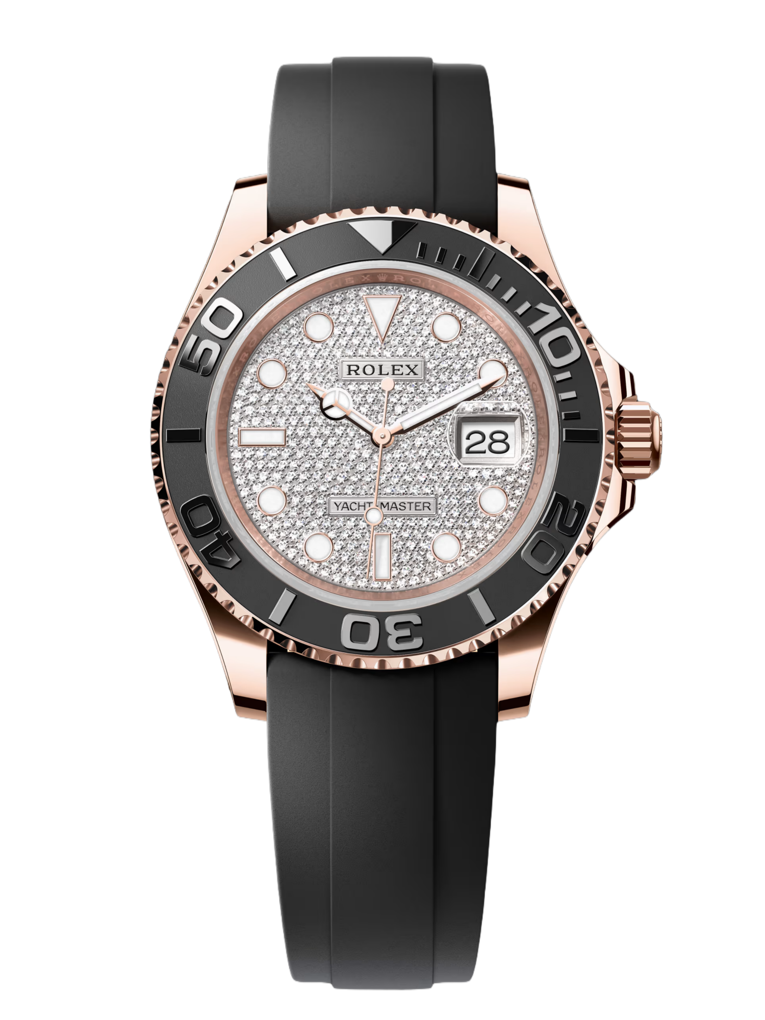【Super Clone】Rolex Yacht-Master II 126655 Diamond Pave Dial Rose Gold 40mm Mens Replica Watch