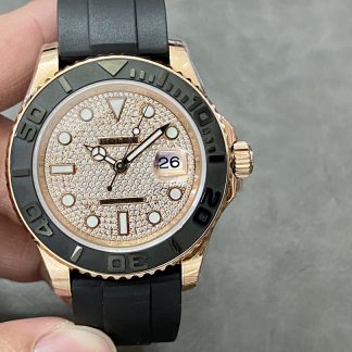 【Super Clone】Rolex Yacht-Master II 126655 Diamond Pave Dial Rose Gold 40mm Mens Replica Watch