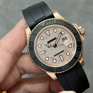 【Super Clone】Rolex Yacht-Master II 126655 Diamond Pave Dial Rose Gold 40mm Mens Replica Watch