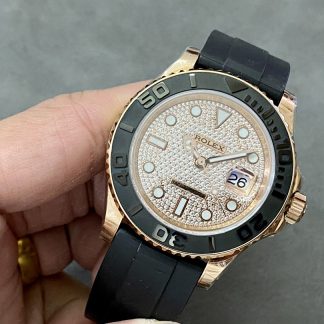 【Super Clone】Rolex Yacht-Master II 126655 Diamond Pave Dial Rose Gold 40mm Mens Replica Watch