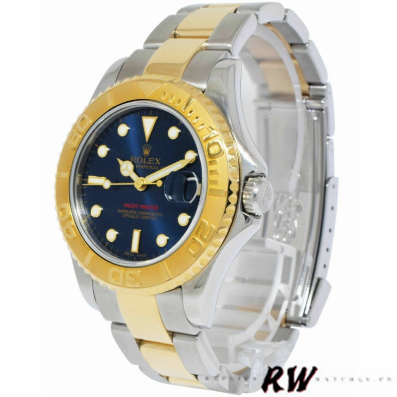 【Super Clone】Rolex Yacht-Master 168623 Steel and Gold Blue Dial 35MM Unisex Replica Watch