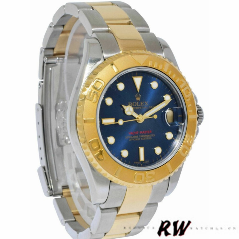 【Super Clone】Rolex Yacht-Master 168623 Steel and Gold Blue Dial 35MM Unisex Replica Watch