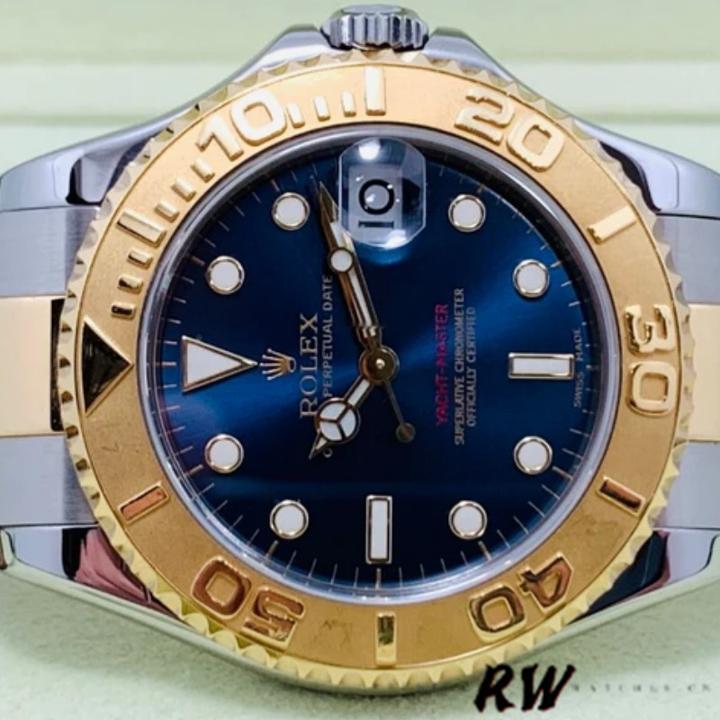 【Super Clone】Rolex Yacht-Master 168623 Steel and Gold Blue Dial 35MM Unisex Replica Watch