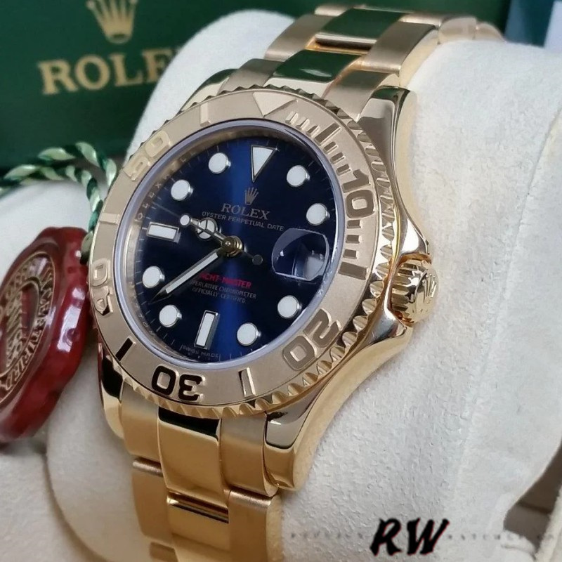 【Super Clone】Rolex Yacht-Master 169628 Yellow Gold Blue Dial 29MM Lady Replica Watch