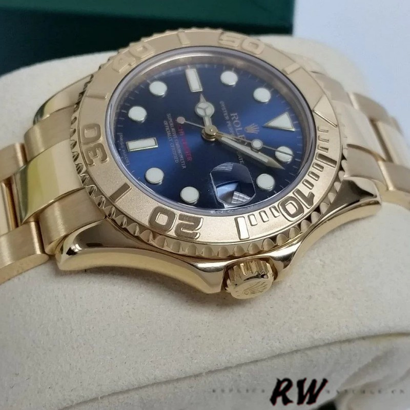 【Super Clone】Rolex Yacht-Master 169628 Yellow Gold Blue Dial 29MM Lady Replica Watch