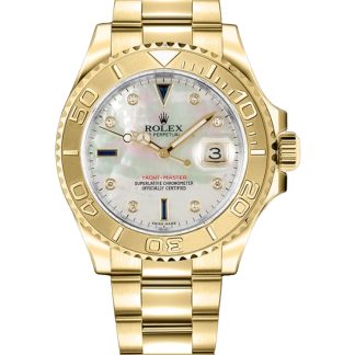【Super Clone】Rolex Yacht-Master 168628 White MOP Dial Yellow Gold 35MM Unisex Replica Watch