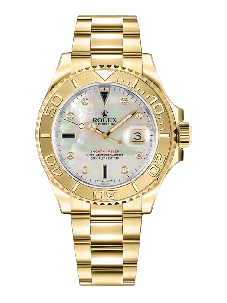 【Super Clone】Rolex Yacht-Master 168628 White MOP Dial Yellow Gold 35MM Unisex Replica Watch