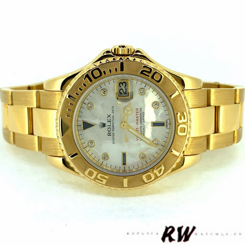 【Super Clone】Rolex Yacht-Master 168628 White MOP Dial Yellow Gold 35MM Unisex Replica Watch