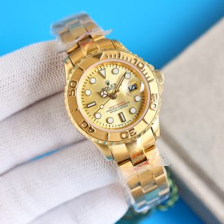 【Super Clone】Rolex Yacht-Master 169628 Yellow Gold Champagne Dial 29mm Lady Replica Watch