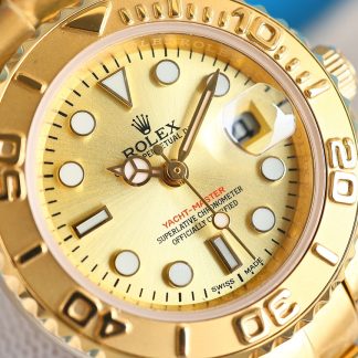 【Super Clone】Rolex Yacht-Master 169628 Yellow Gold Champagne Dial 29mm Lady Replica Watch