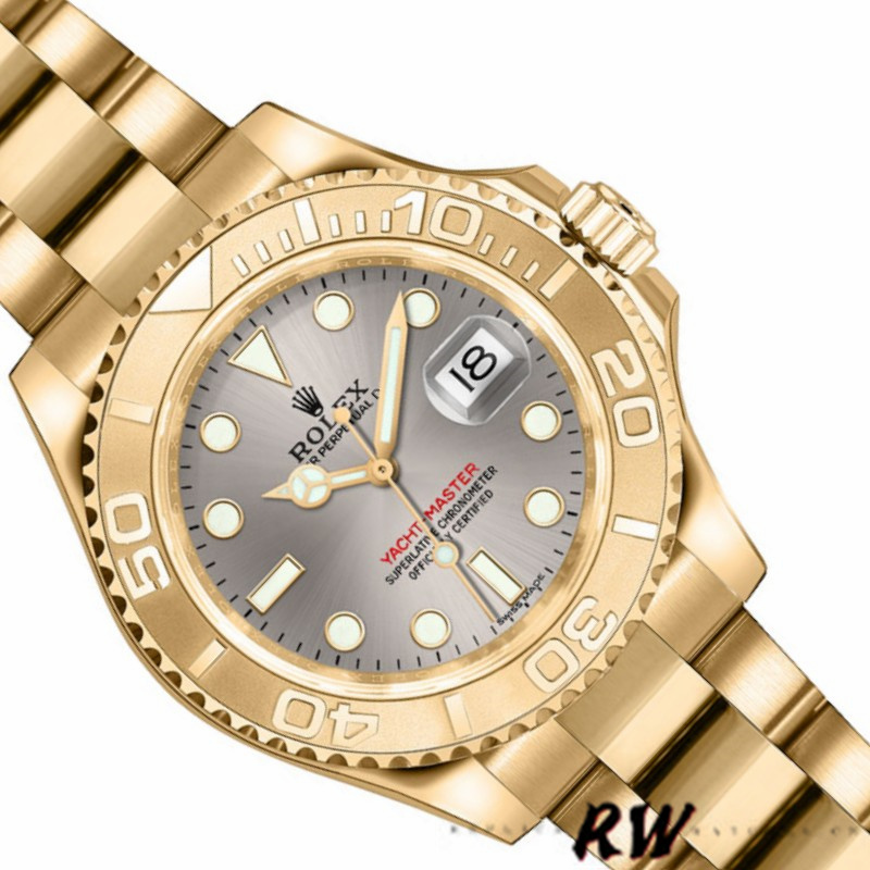 【Super Clone】Rolex Yacht-Master 169628 Yellow Gold Grey Dial 29MM Lady Replica Watch