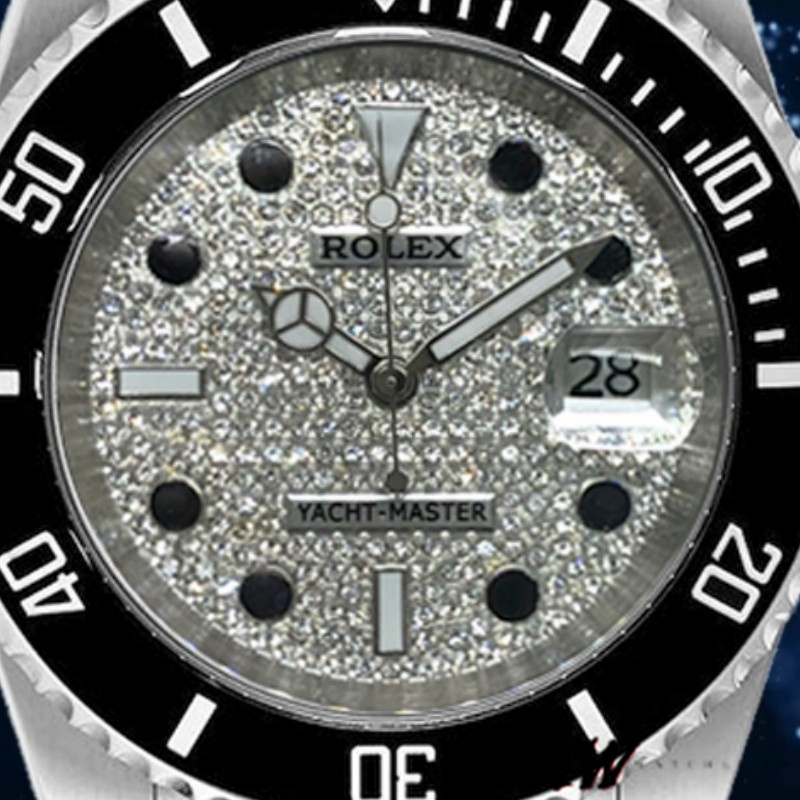 【Super Clone】Rolex Yacht-Master 116695 Stainless Steel Diamond Paved Dial 40MM Mens Replica Watch