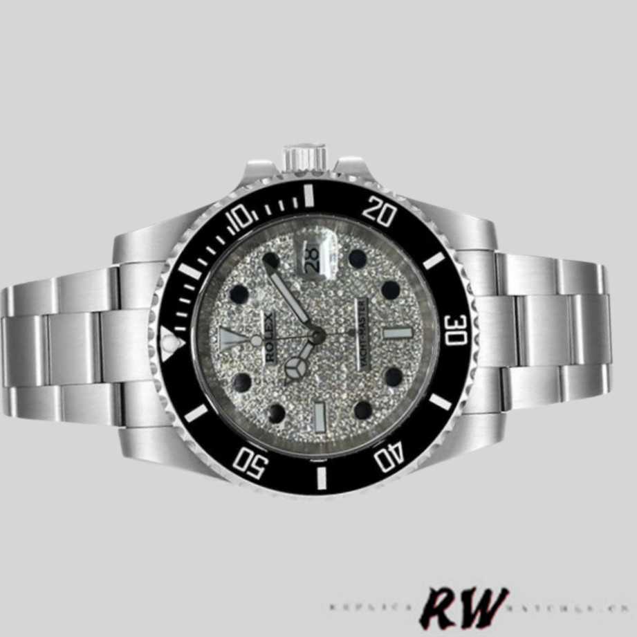 【Super Clone】Rolex Yacht-Master 116695 Stainless Steel Diamond Paved Dial 40MM Mens Replica Watch