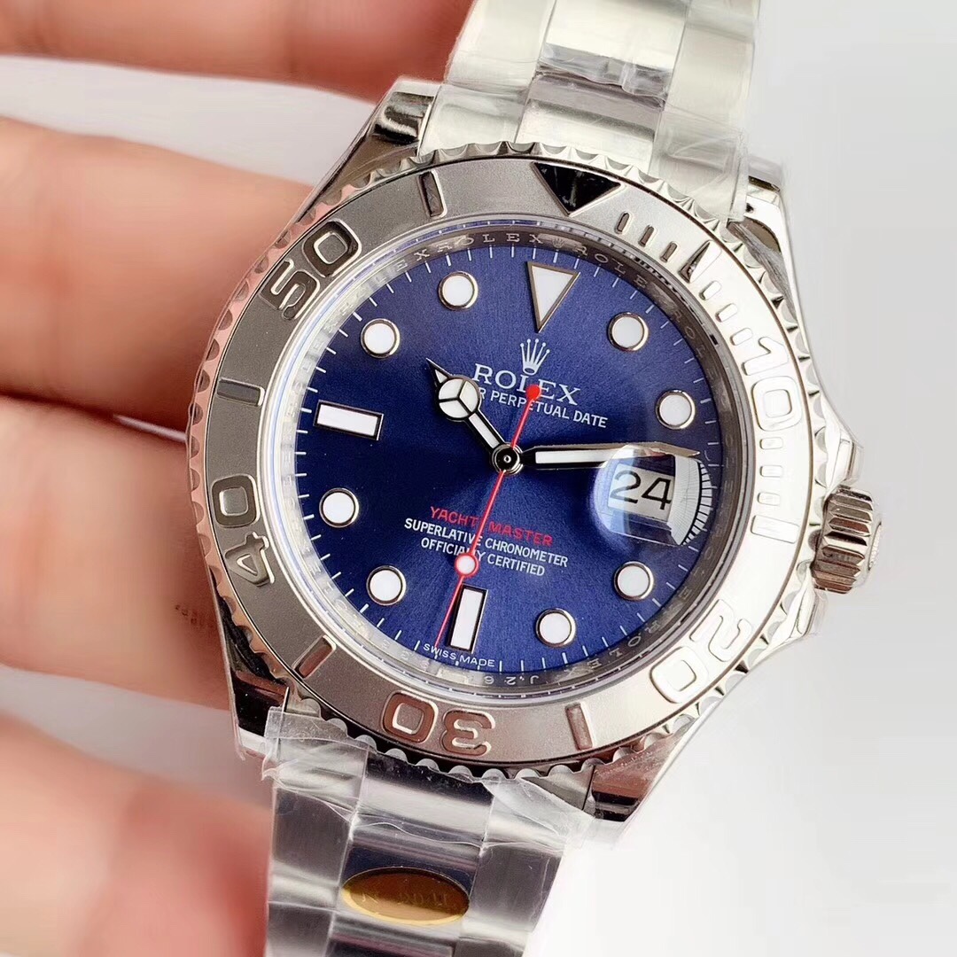 【Super Clone】Rolex Yacht-Master 126622 Platinum Bezel Blue Dial 40MM Mens Replica Watch