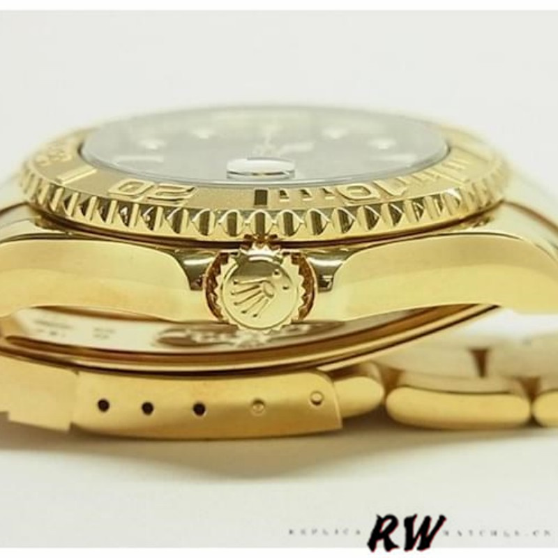 【Super Clone】Rolex Yacht-Master 169628 Yellow Gold Black MOP Dial 29MM Lady Replica Watch