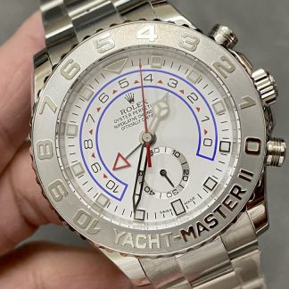 【Super Clone】Rolex Yacht Master II 116689 White Dial Platinum 44mm Mens Replica Watch