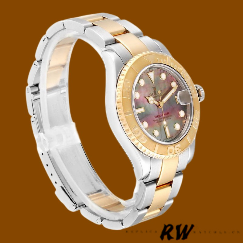 【Super Clone】Rolex Yacht-Master 168623 Steel Yellow Gold Black MOP Dial 35MM Unisex Replica Watch