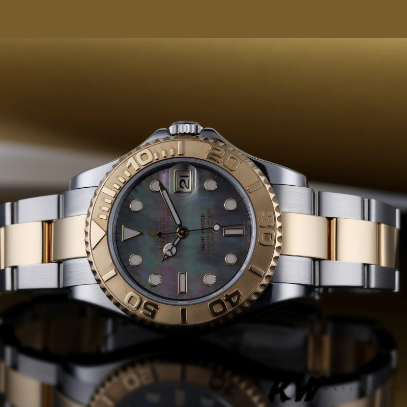 【Super Clone】Rolex Yacht-Master 168623 Steel Yellow Gold Black MOP Dial 35MM Unisex Replica Watch