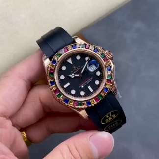 【Super Clone】Rolex Yacht-Master 116695 Black Rubber Strap Black Dial 40MM Mens Replica Watch