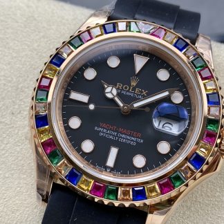 【Super Clone】Rolex Yacht-Master 116695 Black Rubber Strap Black Dial 40MM Mens Replica Watch
