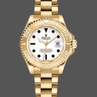 【Super Clone】Rolex Yacht-Master 169628 Yellow Gold White Dial 29MM Lady Replica Watch