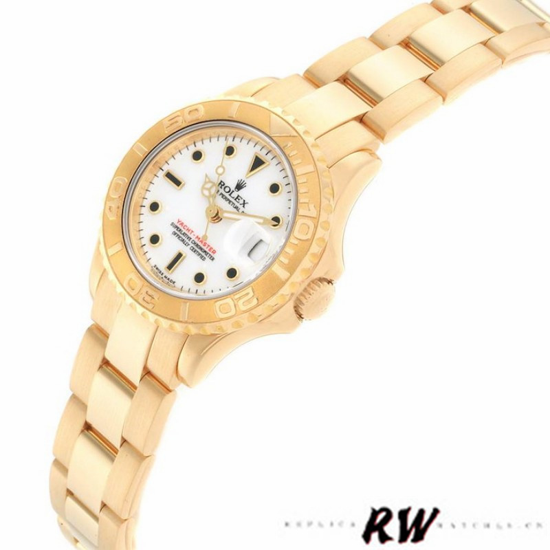 【Super Clone】Rolex Yacht-Master 169628 Yellow Gold White Dial 29MM Lady Replica Watch