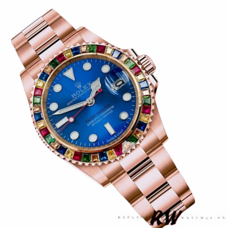 【Super Clone】Rolex Yacht-Master 116695 Everose Gold Blue Dial 40MM Mens Replica Watch