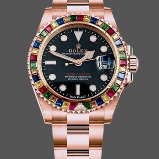 【Super Clone】Rolex Yacht-Master 116695 Everose Gold Black Dial 40MM Mens Replica Watch
