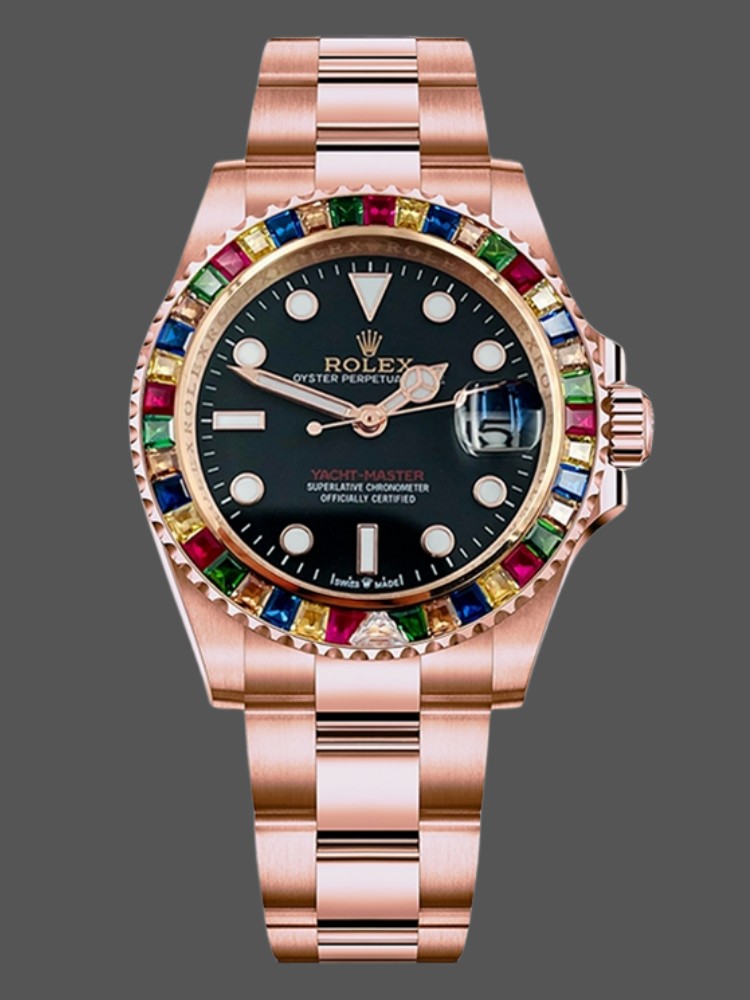 【Super Clone】Rolex Yacht-Master 116695 Everose Gold Black Dial 40MM Mens Replica Watch