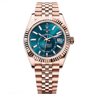 【Super Clone】RLX  Sky-Dweller 42mm Rose Gold Blue Dial Jubilee - 336935