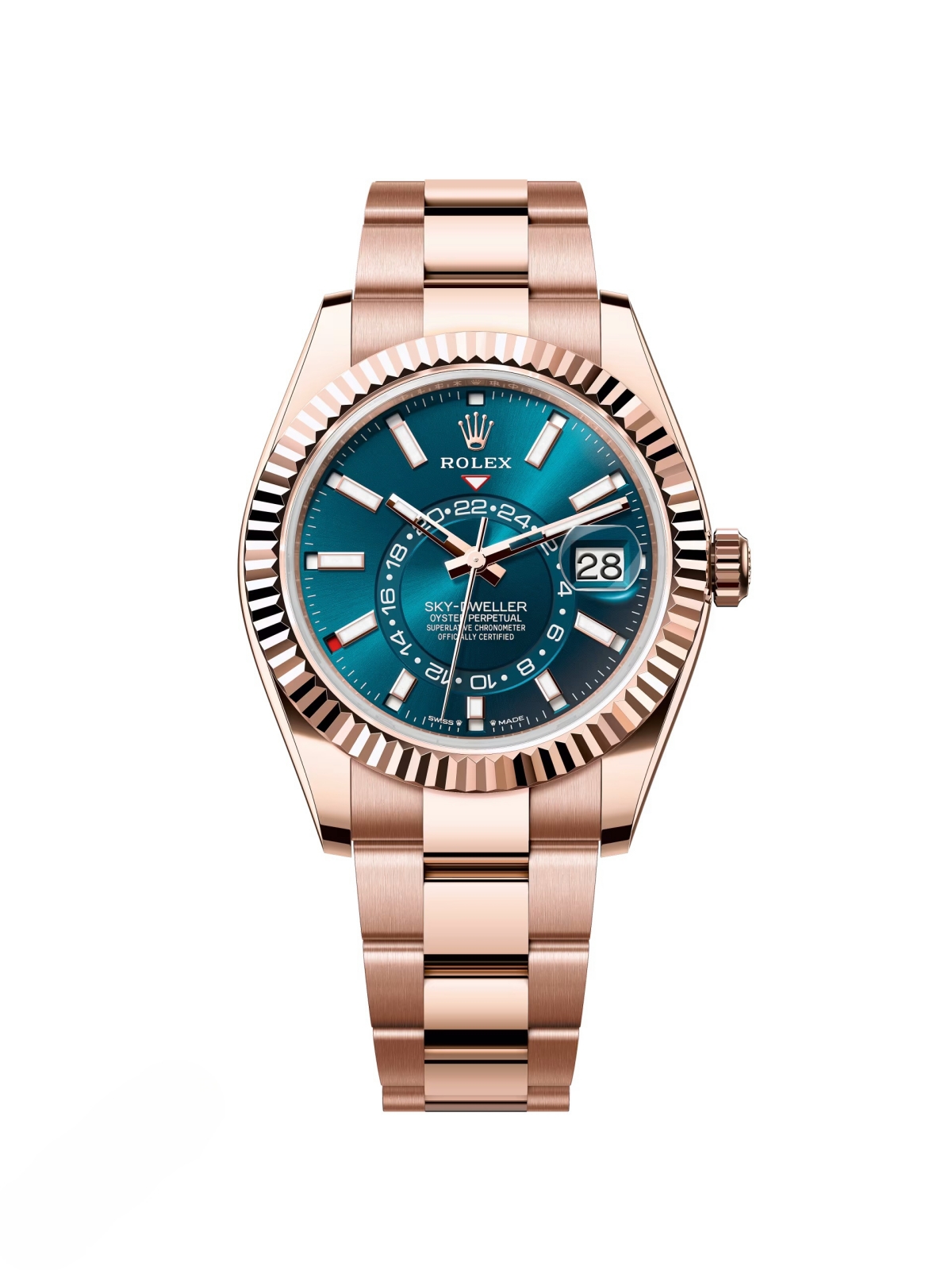 【Super Clone】RLX  Sky-Dweller 42mm Rose Gold Blue Dial Oyster - 336935