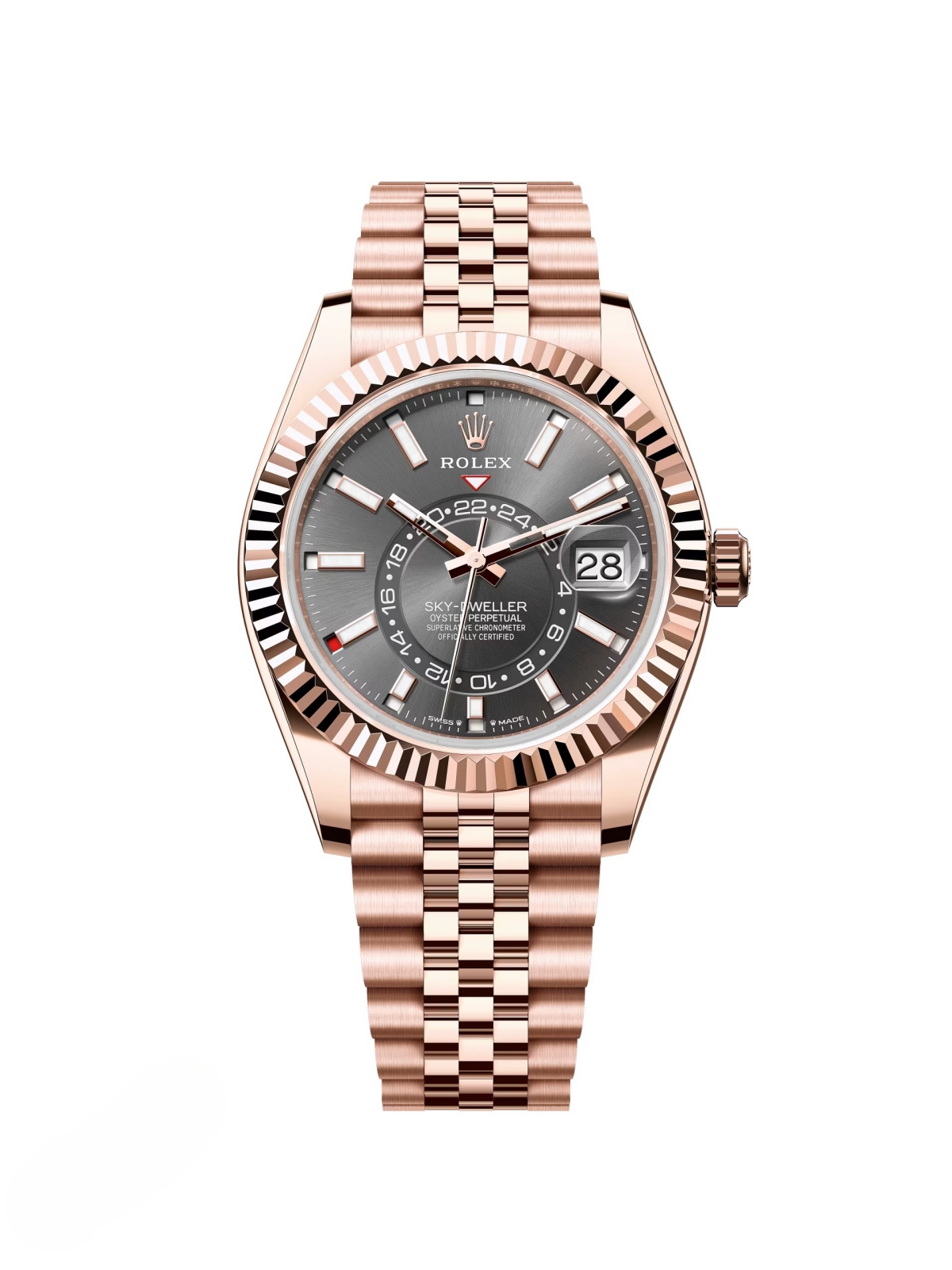 【Super Clone】RLX  Sky-Dweller 42mm Rose Gold Rhodium Dial Jubilee - 336935