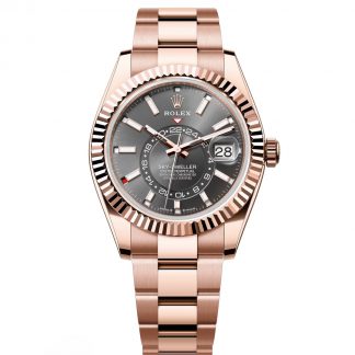 【Super Clone】RLX  Sky-Dweller 42mm Rose Gold Rhodium Dial Oyster - 336935
