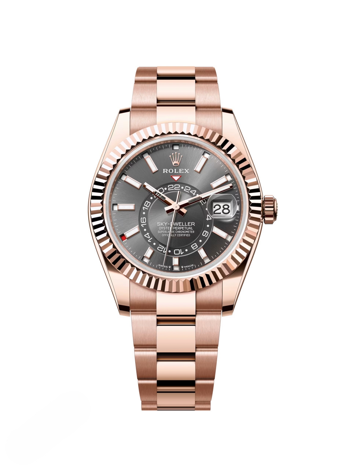 【Super Clone】RLX  Sky-Dweller 42mm Rose Gold Rhodium Dial Oyster - 336935