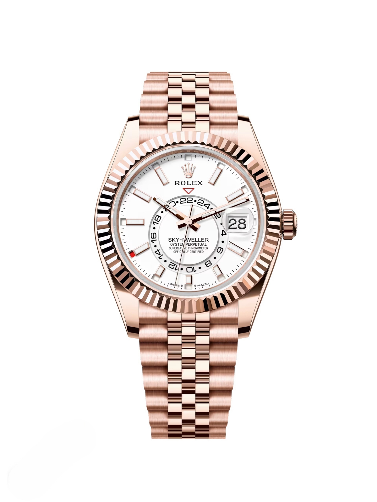 【Super Clone】RLX  Sky-Dweller 42mm Rose Gold White Dial Jubilee - 336935