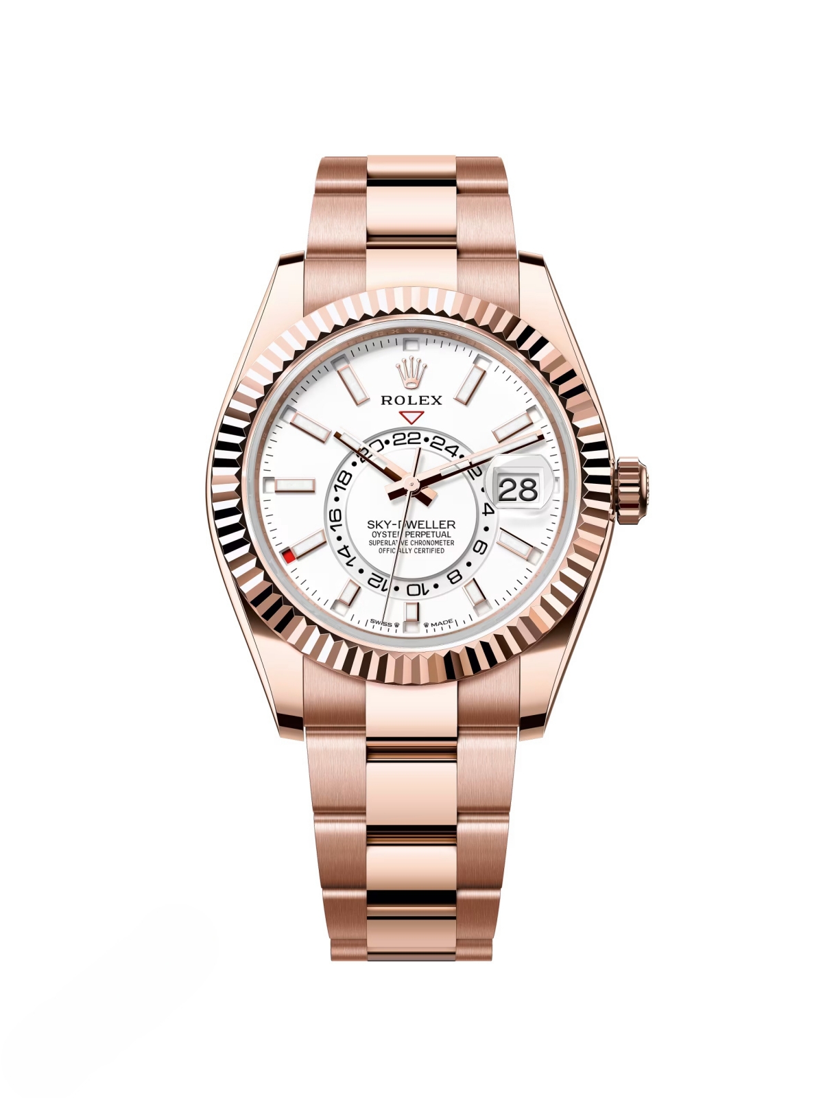 【Super Clone】RLX  Sky-Dweller 42mm Rose Gold White Dial Oyster - 336935