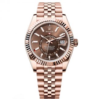 【Super Clone】RLX  Sky-Dweller 42mm Rose Gold Chocolate Dial Jubilee - 336935