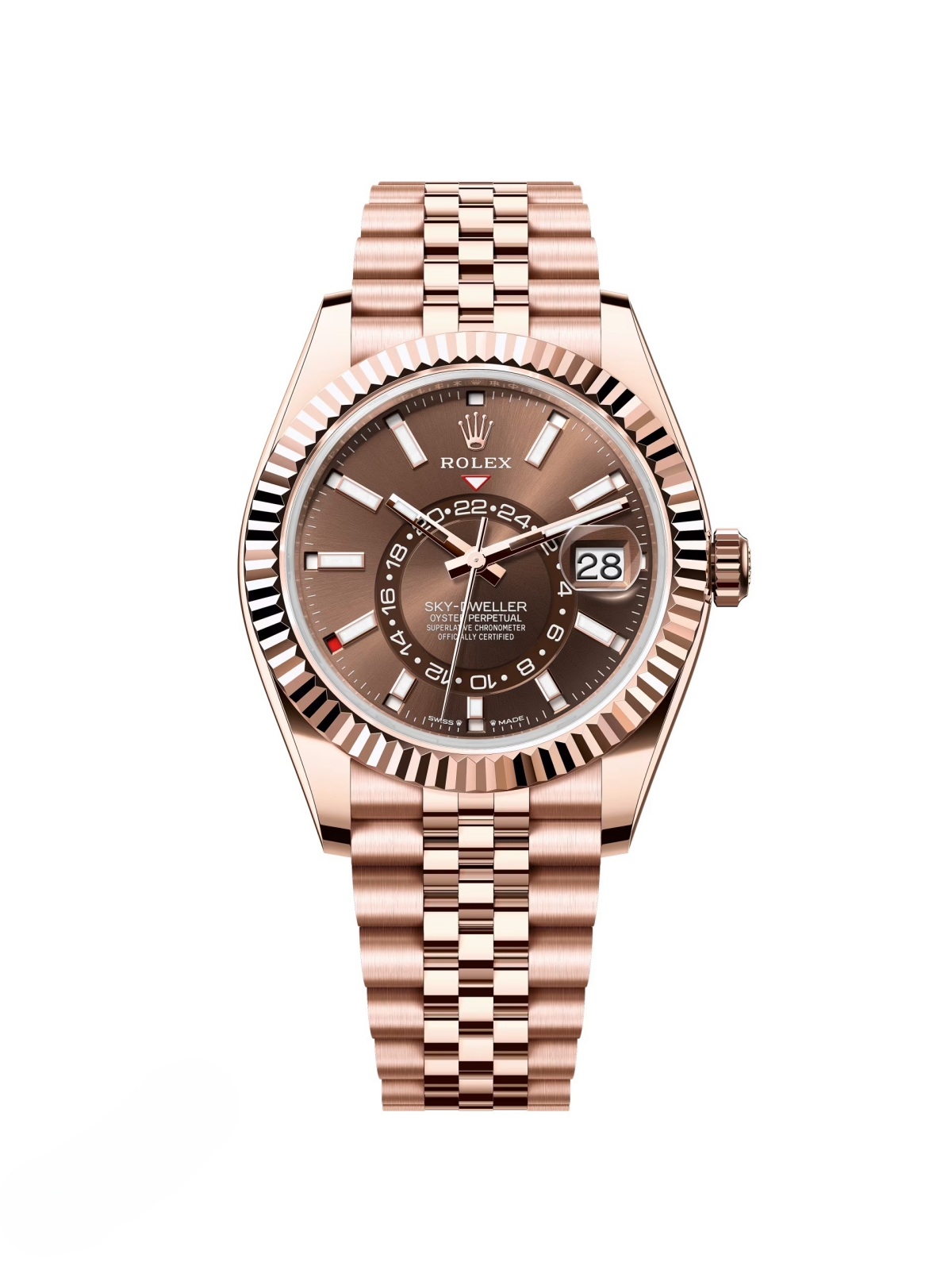 【Super Clone】RLX  Sky-Dweller 42mm Rose Gold Chocolate Dial Jubilee - 336935