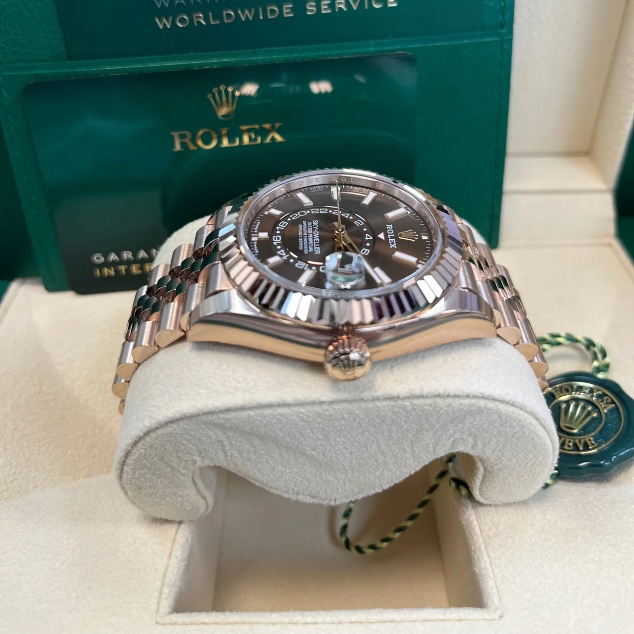 【Super Clone】RLX  Sky-Dweller 42mm Rose Gold Chocolate Dial Jubilee - 336935