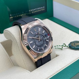 【Super Clone】RLX  Sky-Dweller 42mm Rose Gold Slate Dial Oysterflex - 336235