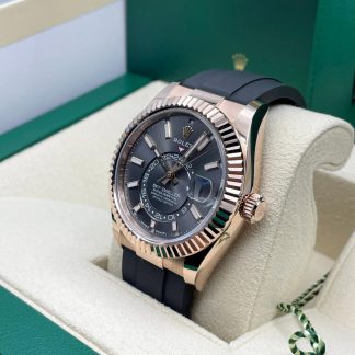 【Super Clone】RLX  Sky-Dweller 42mm Rose Gold Slate Dial Oysterflex - 336235