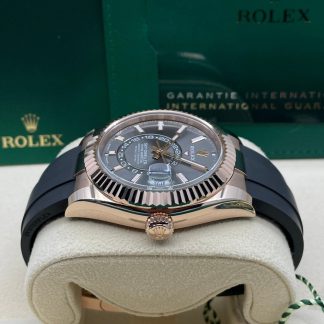【Super Clone】RLX  Sky-Dweller 42mm Rose Gold Slate Dial Oysterflex - 336235